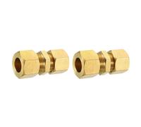 sourcing map 2Pcs Brass Compression Tube Fitting, 12mmx10mm Tube OD Connector, NPT Thread Compression Union Connectors & Compression Sleeves Ferrules, Brass Straight Coupling Adapter