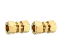 sourcing map 2Pcs Brass Compression Tube Fitting, 14 mm Tube OD Connector, NPT Thread Compression Union Connectors & Compression Sleeves Ferrules, Brass Straight Coupling Adapter