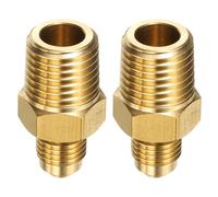 sourcing map 2pcs Brass Flare Tube Fitting 3/8-24 UNF X 1/4 NPT Male Half Union Gas Adapter Flare Brass Couples Pipe Connector for Gas Systems