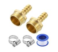 sourcing map 2Pcs Brass Hose Barb Fittings, 1/2" Barb x G3/4" Male Thread Hose Connector with Hose Clamps for Water Fuel Gas Oil Transportation and Pipeline Maintenance