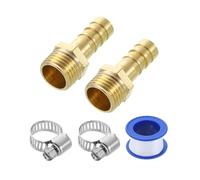 sourcing map 2Pcs Brass Hose Barb Fittings, 5/16" Barb x G1/4" Male Thread Hose Connector with Hose Clamps for Water Fuel Gas Oil Transportation and Pipeline Maintenance