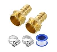 sourcing map 2Pcs Brass Hose Barb Fittings, 5/8" Barb x G3/4" Male Thread Hose Connector with Hose Clamps for Water Fuel Gas Oil Transportation and Pipeline Maintenance