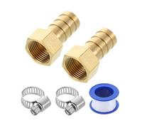 sourcing map 2Pcs Brass Hose Barb Fittings, 9/16" Barb x G3/8" Female Thread Hose Connector with Hose Clamps for Water Fuel Gas Oil Transportation and Pipeline Maintenance