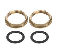 sourcing map 2Pcs Brass Lock Nuts Pipe Fitting, G1-1/2" Female Hex Locknut, Flange Single Hole Faucet Lock Nut with Silicone Washer for Kitchen Basin Sink Plumbing
