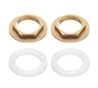 sourcing map 2Pcs Brass Lock Nuts Pipe Fitting, G1/2"-14 Female Hex Locknut, Flange Single Hole Faucet Lock Nut with Silicone Washer for Kitchen Basin Sink Plumbing