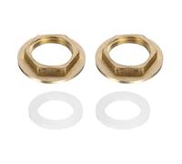 sourcing map 2Pcs Brass Lock Nuts Pipe Fitting, G1/2" Female Hex Locknut, Flange Single Hole Faucet Lock Nut with Silicone Washer for Kitchen Basin Sink Plumbing