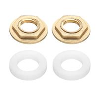 sourcing map 2Pcs Brass Lock Nuts Pipe Fitting, G1/4"-19 Female Hex Locknut, Flange Single Hole Faucet Lock Nut with Silicone Washer for Kitchen Basin Sink Plumbing