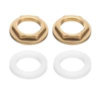 sourcing map 2Pcs Brass Lock Nuts Pipe Fitting, G3/8"-19 Female Hex Locknut, Flange Single Hole Faucet Lock Nut with Silicone Washer for Kitchen Basin Sink Plumbing