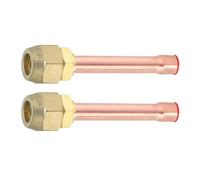 sourcing map 2Pcs Brass Pipe Fittings, 1/2" SAE Male Thread x 3/8" OD Flare Adapter with Copper Tube for Air Lines Air Conditioner Refrigeration HVAC Systems Repair