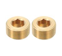 sourcing map 2Pcs Brass Pipe Plug Fitting, 1" NPT Male Hex Counter Sunk Plug, Internal Thread Socket Pipe Plug for Closing the End of Pipe, Air Tanks