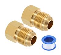 sourcing map 2Pcs Brass Seal Plug, 5/8"-18 UNF Male Thread Hex Pipe Fitting, Flare Tube Fittings with Tape for Air Conditioner Pipe Extension Water Gas Line