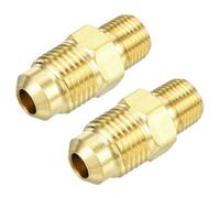 sourcing map 2Pcs Brass Tube Fitting, 5/16O.D x 1/8NPT Brass Flared Pipe Adapter Fittings Reducing Nipples Connector, Half Union Gas Adapter for Pipe Connections, Hydraulics, Refrigeration