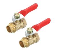 sourcing map 2Pcs Brass Water Mini Ball Valve Shut Off Switch, G1/4" Male x G1/4" Female Tubing Fitting Straight Coupling Adapter, 180 Degree Operation Handle, Brass Valve