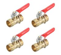 sourcing map 2Pcs Brass Water Mini Ball Valve Shut Off Switch, G3/8" Male x G3/8" Male Tubing Fitting Straight Coupling Adapter, 180 Degree Operation Handle, Brass Valve