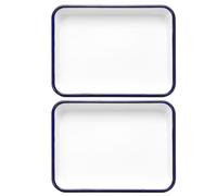 sourcing map 2pcs Butcher Tray Palette 8.7" x 6.3" (22cm x 16cm) Metal Triple Enamel Coated Rectangular Tray Holder Artist Painter Painting Tool for Art Paint Acrylic Watercolor Mixing