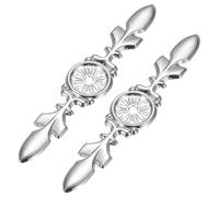 sourcing map 2Pcs Cabinet Handle Backplate, 4-21/32" Zinc Alloy Drawer Knobs Back Plate 5/32" Single Hole, Retro Decorative Vintage Backplate for Wardrobes, Cupboard, Closet, Dresser, Silver