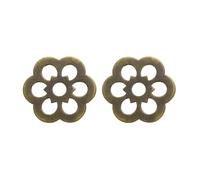 sourcing map 2pcs Cabinet Knob Backplate, 1.26 Inch Plum Flower Shape Brass Backplate Washers Classical Furniture Decoration Gasket for Cabinet Drawer Cupboard Door Hardware(Bronze Tone)