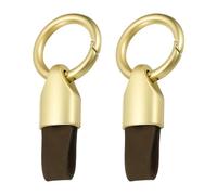 sourcing map 2pcs Car Key Chain Ring Clip 3.1" x 1.4" Small Leather Keychain Key Fob Key Fob Accessory with Keyrings for Home Car Keys, Champagne Gold Dark Brown