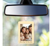 sourcing map 2Pcs Car Rear View Mirror Hanging Photo Frames, 2.7" x 3.9" Car Picture Holder Wooden Frame Car Memorial Photo Frames Car Pendant Decor for Car Decoration