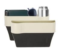 sourcing map 2pcs Car Seat Gap Filler Organizer 10.2 x 6.5 x 2.4 Inch ABS Universal Car Organizer Storage Box Between Seat and Console (Left+Right) with Cup Holders for Phone Keys, Beige
