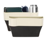 sourcing map 2pcs Car Seat Gap Filler Organizer 10.2 x 6.5 x 2.8 Inch PP Universal Car Organizer Storage Box Between Seat and Console (Left+Right) with Cup Holders for Phone Keys, Beige