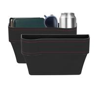 sourcing map 2pcs Car Seat Gap Filler Organizer 10.2 x 6.5 x 3.1 Inch ABS+Leather Universal Car Organizer Storage Box Between Seat and Console (Left+Right) with Cup Holders for Phone, Black