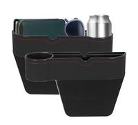 sourcing map 2pcs Car Seat Gap Filler Organizer 10.6 x 7.1 x 2.8 Inch ABS+Leather Universal Car Organizer Storage Box Between Seat and Console (Left+Right) with Cup Holders for Phone, Black