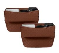 sourcing map 2pcs Car Seat Gap Filler Organizer 11.5 x 8 x 2.1 Inch Leather Universal Car Organizer Storage Box Between Seat and Console for Phone Sunglasses Keys, Brown
