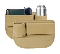 sourcing map 2pcs Car Seat Gap Filler Organizer 11.8 x 8.3 x 2.2 Inch PU Universal Car Organizer Storage Box Between Seat and Console (Left+Right) with Cup Holders for Phone Keys, Beige