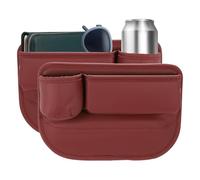sourcing map 2pcs Car Seat Gap Filler Organizer 11.8 x 8.3 x 2.2 Inch PU Universal Car Organizer Storage Box Between Seat and Console (Left+Right) with Cup Holders for Phone Keys, Red