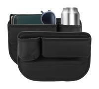 sourcing map 2pcs Car Seat Gap Filler Organizer 11.8 x 8.3 x 2.2 Inch PU Universal Car Organizer Storage Box Between Seat and Console (Left+Right) with Cup Holders for Phone Keys, Black