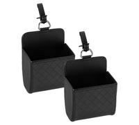 sourcing map 2pcs Car Vent Storage Bag PU Leather Vehicle Hanging Case Organizer Portable Automotive Storage Pouch Pocket with Hook for Keys Coin Cell Phone Glasses, Black