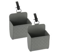 sourcing map 2pcs Car Vent Storage Bag PU Leather Vehicle Hanging Case Organizer Portable Automotive Storage Pouch Pocket with Hook for Keys Coin Cell Phone Glasses, Grey