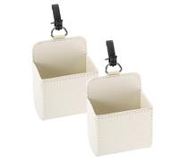sourcing map 2pcs Car Vent Storage Bag PU Leather Vehicle Hanging Case Organizer Portable Automotive Storage Pouch Pocket with Hook for Keys Coin Cell Phone Glasses, Beige