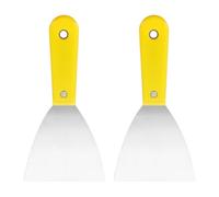 sourcing map 2pcs Carbon Steel Putty Knife 4" Plastic Handle Spreading Drywall Flex Putty Scraper for Wallpaper Wall Taping Scraping Paint, Yellow