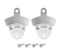 sourcing map 2pcs Cast Iron Beer Bottle Opener Wall Mounted Bottle Cap Opener Creative Kitchen Bar Tools, Silver