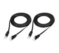 sourcing map 2PCS Cat 6 Ethernet Cable 10ft, 32AWG 250MHz Flat High Speed RJ45 Cat6 Internet Network Patch Cord for Computer, Gaming, Router, Modem, Black