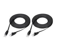 sourcing map 2PCS Cat 6 Ethernet Cable 16ft, 32AWG 250MHz Flat High Speed RJ45 Cat6 Internet Network Patch Cord for Computer, Gaming, Router, Modem, Black