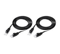 sourcing map 2PCS Cat 6 Ethernet Cable 6.6ft, 32AWG 250MHz Flat High Speed RJ45 Cat6 Internet Network Patch Cord for Computer, Gaming, Router, Modem, Black
