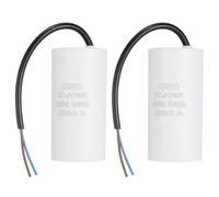 sourcing map 2Pcs CBB60 Run Capacitor 60uf 450V AC 2 Wires 50/60Hz Cylinder 102x50mm White for Air Compressor Water Pump Motor