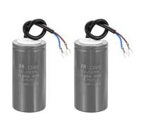 sourcing map 2Pcs CD60 Run Capacitor, 250uF 450V 5% Tolerance Motor Starting Capacitor with 2 Wires for Air Compressor Washing Machines Pressure Washers, Grey