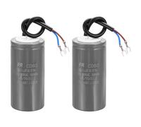 sourcing map 2Pcs CD60 Run Capacitor, 450uF 450V 5% Tolerance Motor Starting Capacitor with 2 Wires for Air Compressor Washing Machines Pressure Washers, Grey