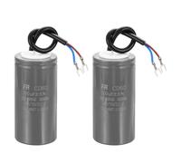 sourcing map 2Pcs CD60 Run Capacitor, 500uF 450V 5% Tolerance Motor Starting Capacitor with 2 Wires for Air Compressor Washing Machines Pressure Washers, Grey