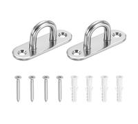 sourcing map 2Pcs Ceiling Hook Pad Eye Plate, 2.36 Inch Stainless Steel Hardware Strip U Hooks with Screws Ceiling & Wall Mount for Hanging Hardware Fitting