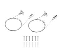 sourcing map 2Pcs Ceiling Sign Hanger, 6.56 ft Stainless Steel Adjustable Suspension Wire Cable Picture Hanging Wire for Billboards, Paintings, Mirror, Acrylic Panels, LED Panel Light