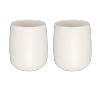 sourcing map 2pcs Ceramic Bathroom Tumbler, 300ml/10oz Reusable Toothbrush Holder Cup Ceramic Tea Cups for Mouthwash Toothpaste, White