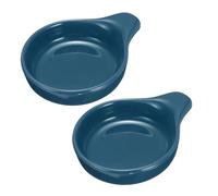 sourcing map 2Pcs Ceramic Dipping Sauce Bowls, 4oz Round Porcelain Soy Sauce Dish with Handle Microwave Dishwasher Oven Safe for Sushi BBQ Dipping Snacks Salad Condiments Dessert, Navy Blue