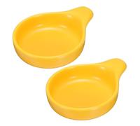 sourcing map 2Pcs Ceramic Dipping Sauce Bowls, 4oz Round Porcelain Soy Sauce Dish with Handle Microwave Dishwasher Oven Safe for Sushi BBQ Dipping Snacks Salad Condiments Dessert, Yellow