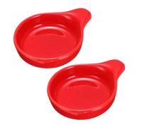 sourcing map 2Pcs Ceramic Dipping Sauce Bowls, 4oz Round Porcelain Soy Sauce Dish with Handle Microwave Dishwasher Oven Safe for Sushi BBQ Dipping Snacks Salad Condiments Dessert, Bright Red