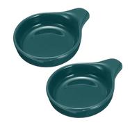 sourcing map 2Pcs Ceramic Dipping Sauce Bowls, 4oz Round Porcelain Soy Sauce Dish with Handle Microwave Dishwasher Oven Safe for Sushi BBQ Dipping Snacks Salad Condiments Dessert, Dark Green